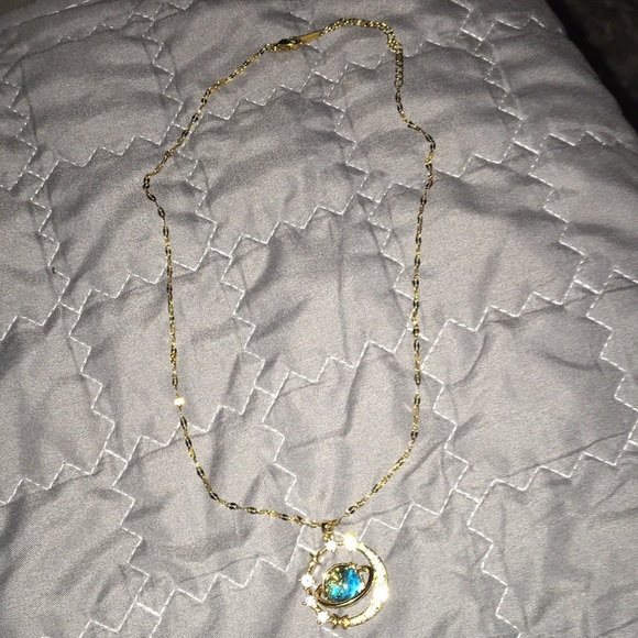 Planet Saturn orbiting the moon necklace - Picture 2 of 4